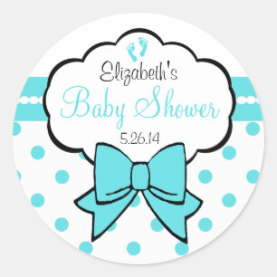 Sticker Rond Robins Bleu Oeuf Pois-Baby shower