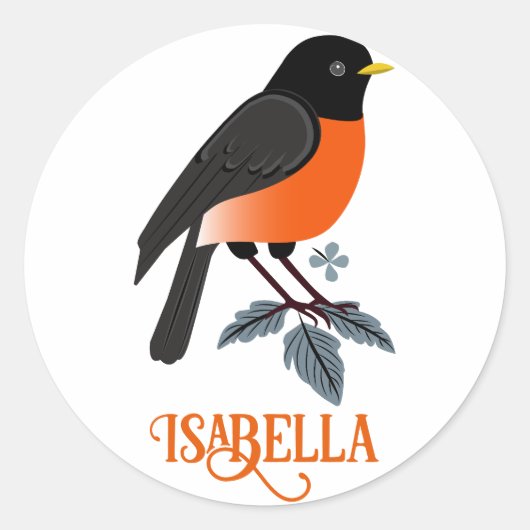 Sticker Rond Robins Et Fleurs (Devant)