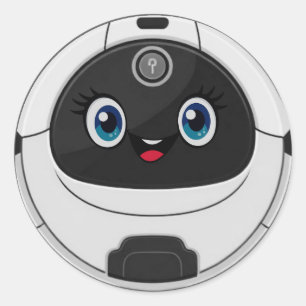 Sticker Rond Robot aspirateur drôle