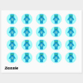 Sticker Rond Robot bleu (Feuille)