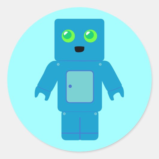Sticker Rond Robot bleu (Devant)