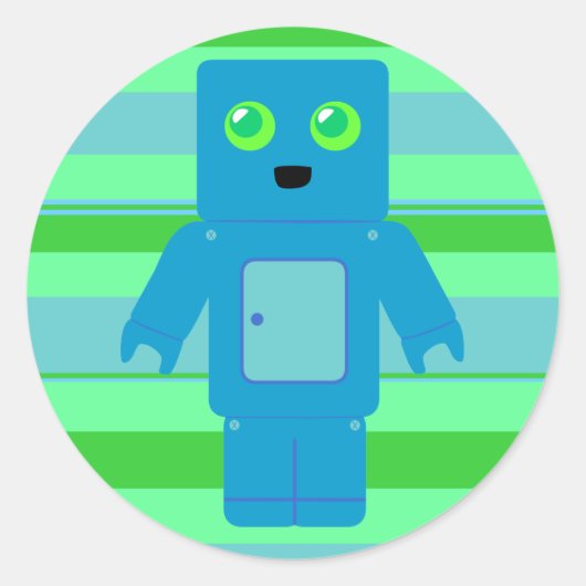 Sticker Rond Robot bleu (Devant)