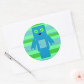 Sticker Rond Robot bleu (Enveloppe)