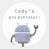 Sticker Rond Robot Blue Anniversaire (Devant)