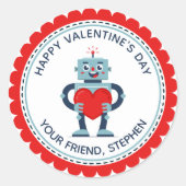 Sticker Rond Robot Coeur mignon Valentine personnalisée (Devant)