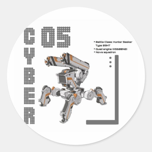 Sticker Rond Robot Cyber 05 Mech (Devant)