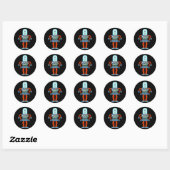Sticker Rond Robot Eyeball Effrayant (Feuille)