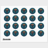 Sticker Rond Robot fâché (Feuille)