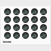 Sticker Rond Robot IA avec arbre de Noël Tech - Joyeux Techmas (Feuille)