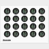 Sticker Rond Robot IA avec arbre de Noël Tech - Joyeux Techmas (Feuille)