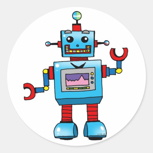 Sticker Rond Robot mignon (Devant)
