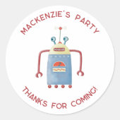 Sticker Rond Robot mignon Merci personnalisé Classic Round St (Devant)