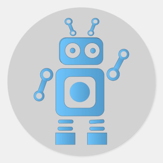 Sticker Rond Robot rétro bleu (Devant)