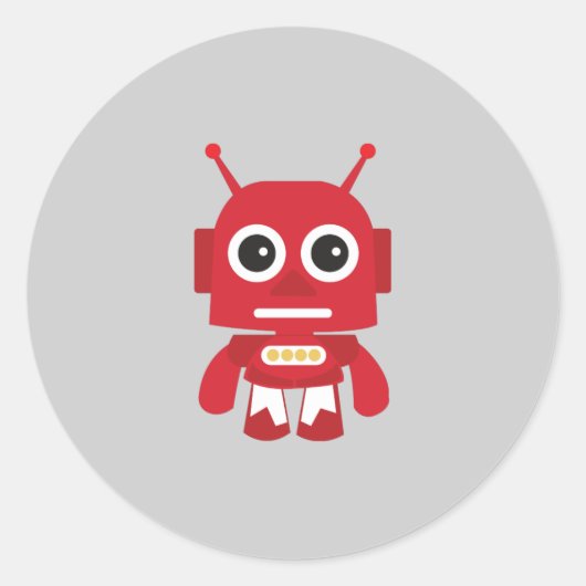 Sticker Rond Robot rouge rétro (Devant)