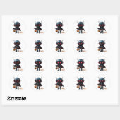 Sticker Rond Robot Vampire foncé Sci-Fi Éffrayant Design Hallow (Feuille)