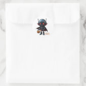 Sticker Rond Robot Vampire foncé Sci-Fi Éffrayant Design Hallow (Sac)
