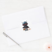 Sticker Rond Robot Vampire foncé Sci-Fi Éffrayant Design Hallow (Enveloppe)