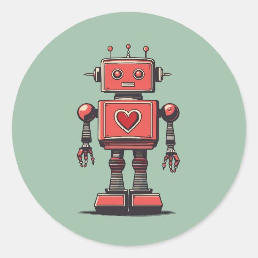 Sticker Rond Robot Vintage rétro (Devant)