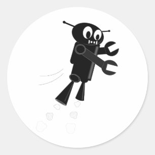 Sticker Rond Robot volant noir