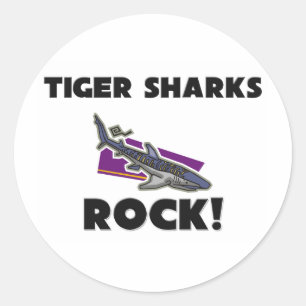 Sticker Rond Rocher de requins tigres