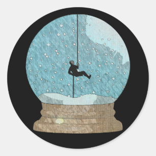 Sticker Rond Rocher grimpeur de corde repousser la neige globe 