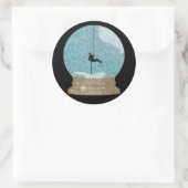 Sticker Rond Rocher grimpeur de corde repousser la neige globe  (Sac)