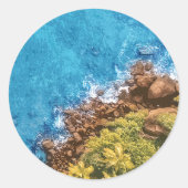 Sticker Rond Rochers dans la mer, vue au-dessus 1 (Devant)