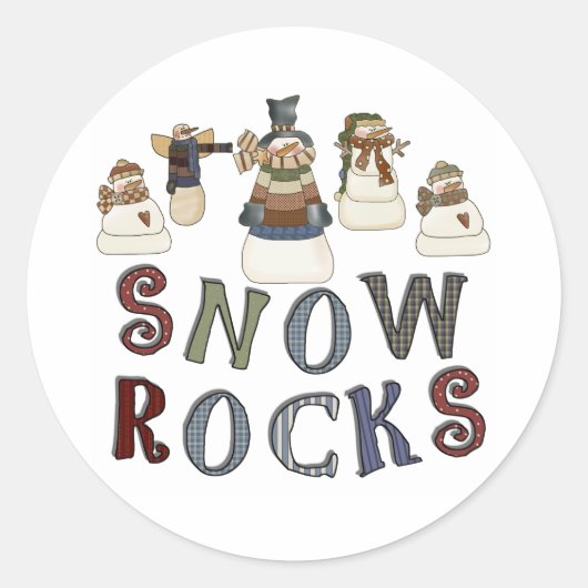 Sticker Rond Roches de neige hiver Vacances Snowmen (Devant)