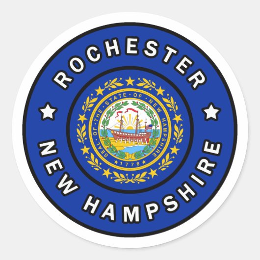 Sticker Rond Rochester New Hampshire (Devant)