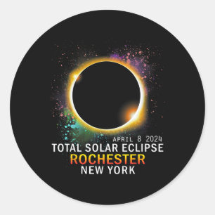 Sticker Rond Rochester New York Total Éclipse solaire 8 avril 2