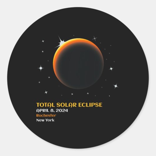 Sticker Rond Rochester Solar Eclipse 2024 Totalité 8 avril (Devant)