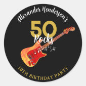 Sticker Rond Rock and Roll 50e fête d'anniversaire (Devant)