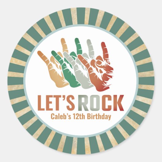 Sticker Rond Rock and Roll Vintage Rockstar Anniversaire (Devant)