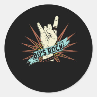 Sticker Rond Rock Band 80's rock and roll Music Lover Rockb