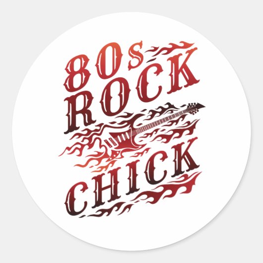 Sticker Rond Rock Chick Eighties 80s Music (Devant)