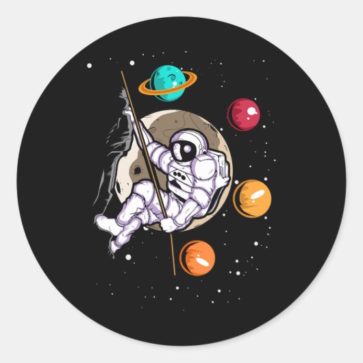 Sticker Rond Rock Climbing Astronaut Outer Space Spaceman  (Devant)