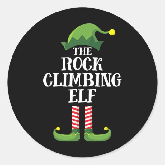 Sticker Rond Rock Climbing Elf Matching Family Group Christmas  (Devant)