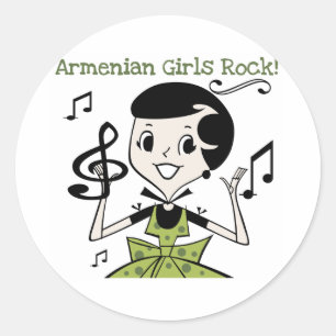 Sticker Rond Rock féminin arménien