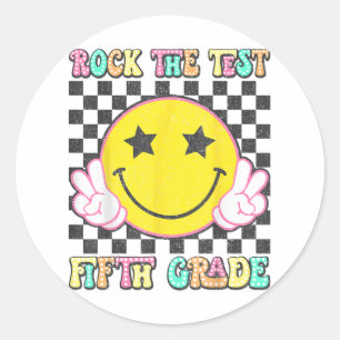 Sticker Rond Rock Le Jour de l'Examen Enseignant 5e année