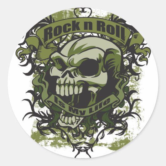 Sticker Rond Rock n Roll est ma vie (Devant)