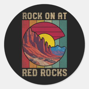 Sticker Rond Rock On à Red Rocks Randonnée en plein air Drapeau