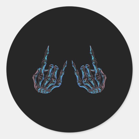 Sticker Rond Rock On Rock Star Buddy Concert - Halloween Skelet (Devant)