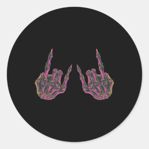 Sticker Rond Rock On Rock Star Buddy Concert - Halloween Skelet
