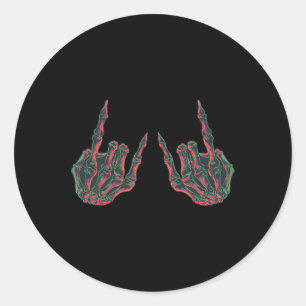 Sticker Rond Rock On Rock Star Buddy Concert - Halloween Skelet