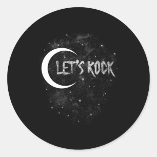 Sticker Rond Rock On Rock Star Moon Avec Stars Concert Ban