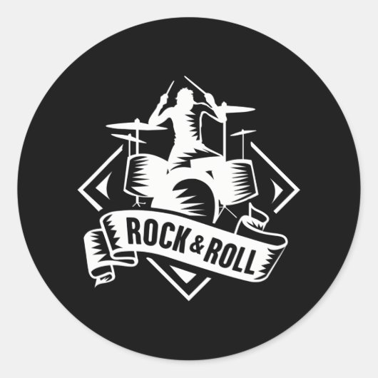 Sticker Rond Rock & Roll Rocker Rock And Roll Music (Devant)