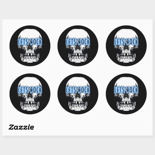 Sticker Rond Rock Skull (Feuille)