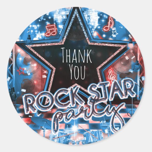 Sticker Rond ROCK STAR Anniversaire Dance musicale Fête Favoris (Devant)