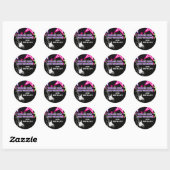 Sticker Rond Rock Star Anniversaire Guitare Stars Rose violet C (Feuille)