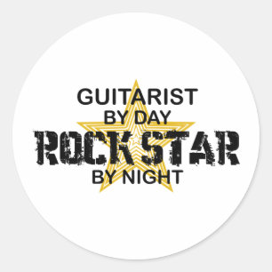 Sticker Rond Rock Star guitariste de nuit